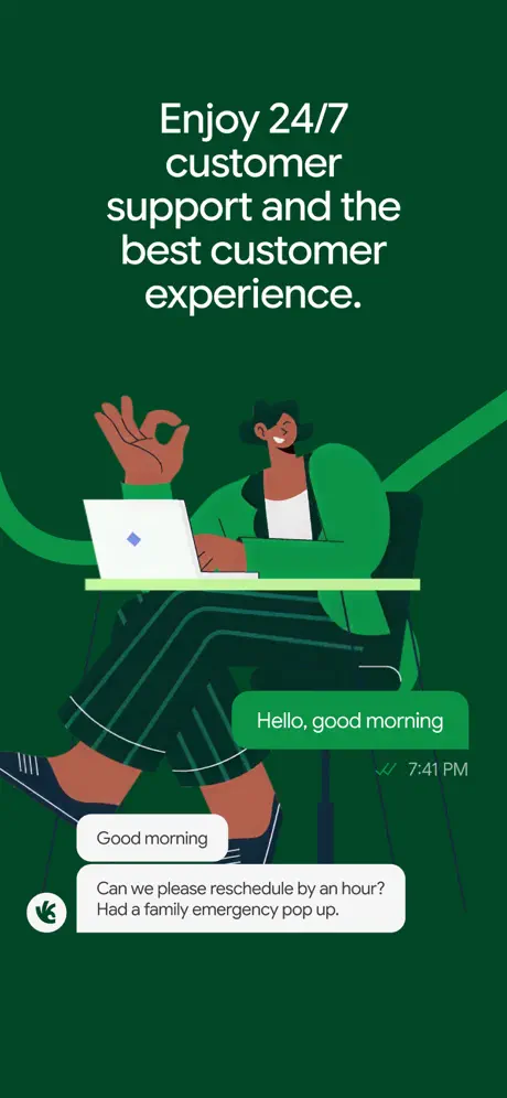 Handi app: 24/7 customer support chat