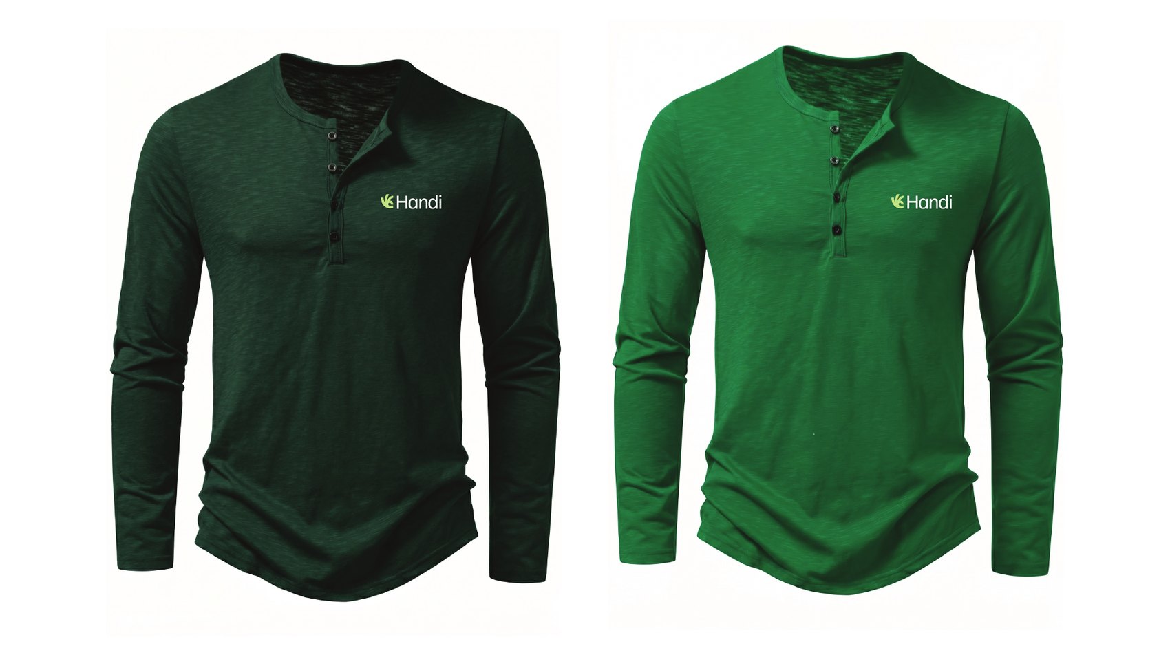 Handi branded long-sleeve henleys