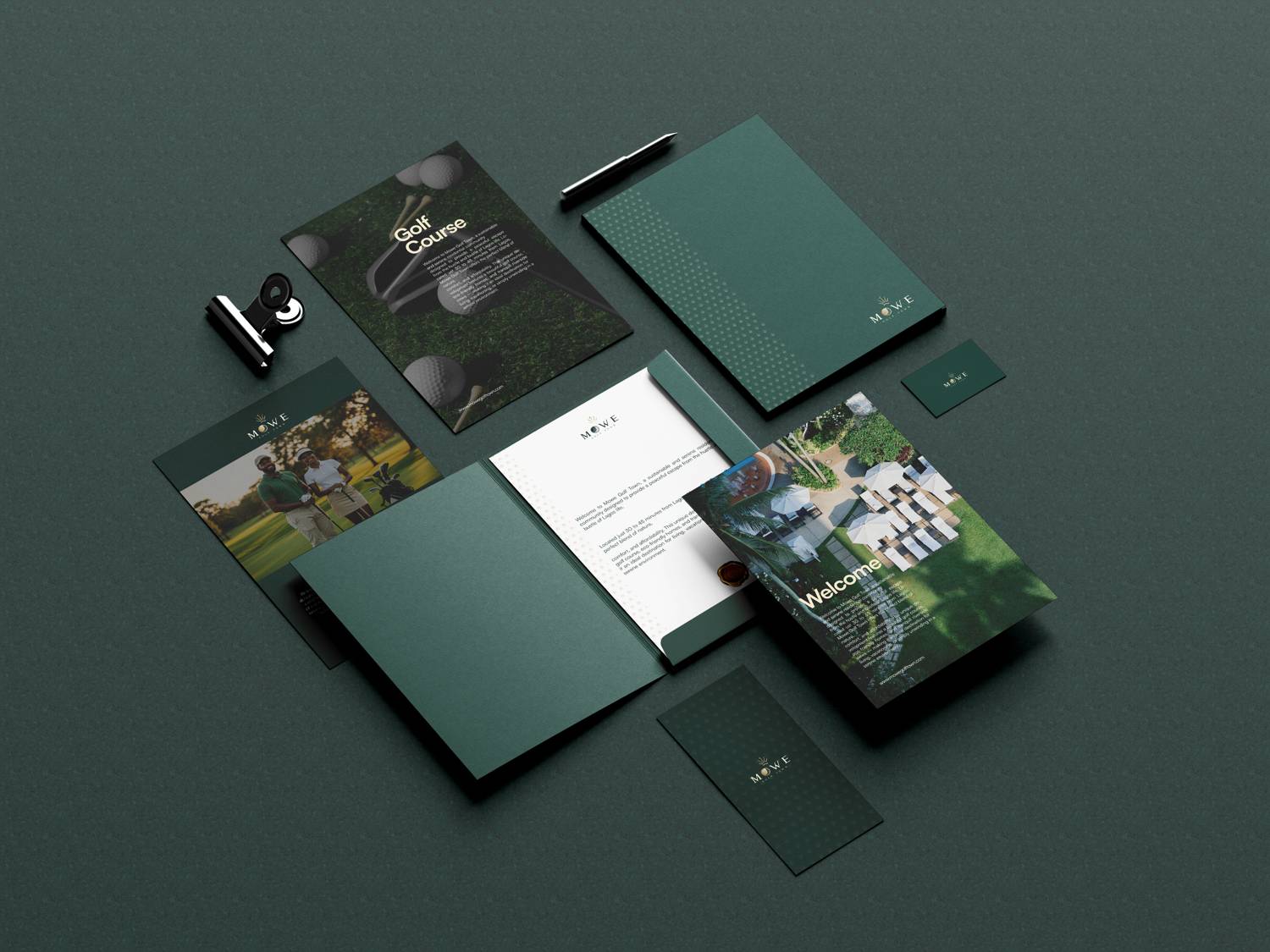 Mowe Golf Town stationery system